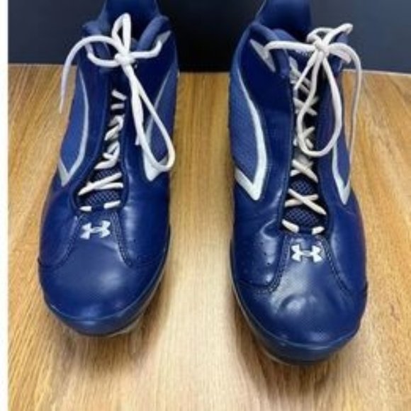 Men's Under Armour Size 13 Cleats--blue and white - Picture 1 of 9